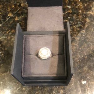 David Yurman Pearl Crossover Ring w/ Diamonds